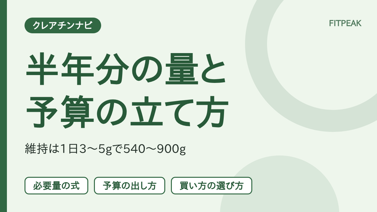 【半年で540〜900g】クレアチン半年分の量と、予算の立て方・買い方の式