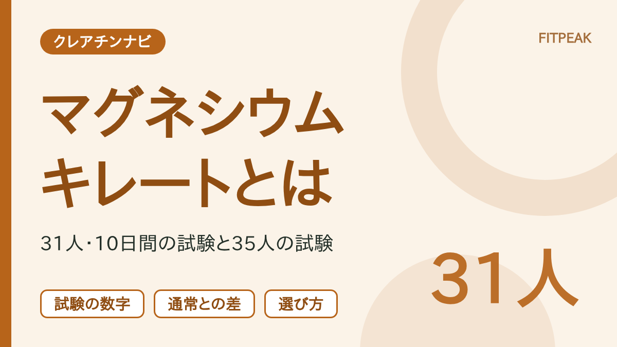 クレアチンマグネシウムキレートとは何かを、31人・10日間の試験の結果と選び方で示した図解