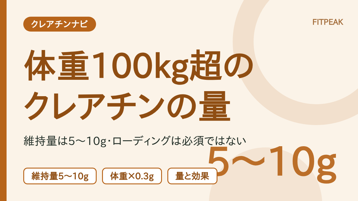 【維持は5〜10g】体重が100kgを超える人のクレアチンの量は？体重×0.3gの計算