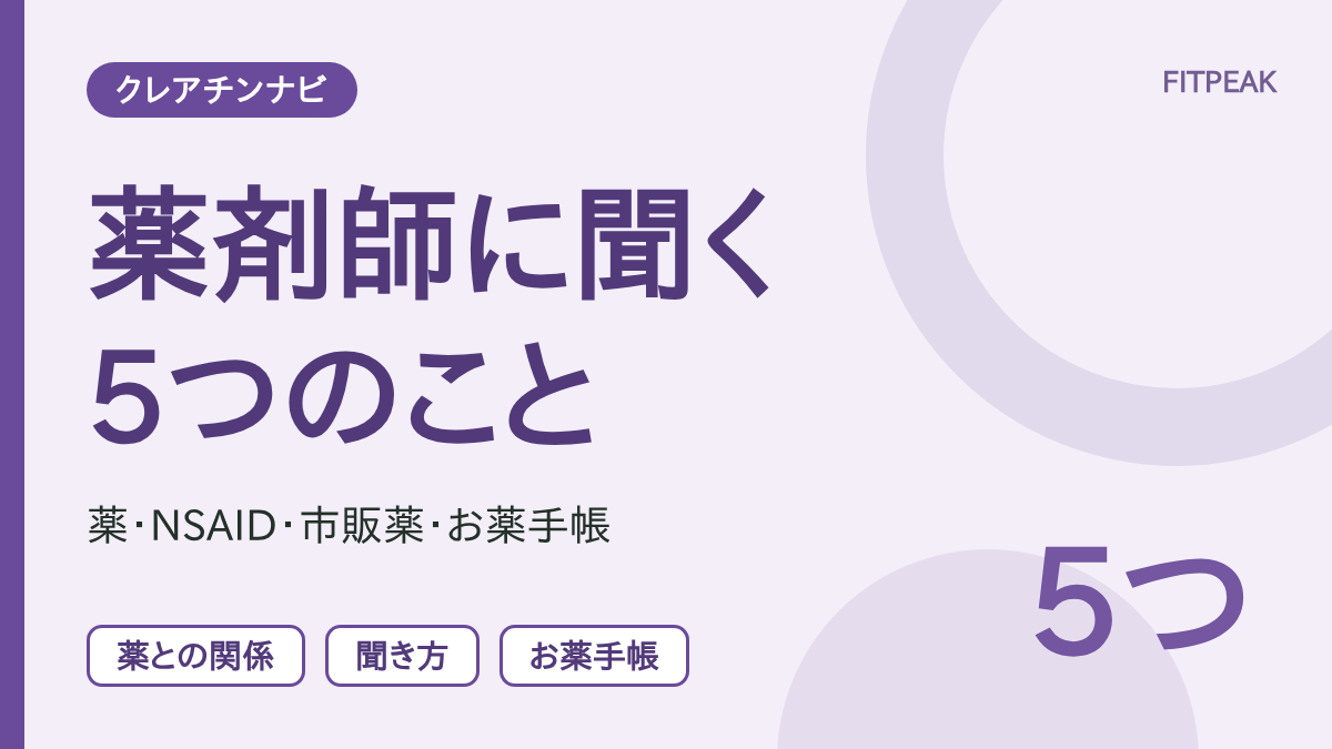 クレアチンを飲む前に薬剤師へ聞く5つのことを示した図解