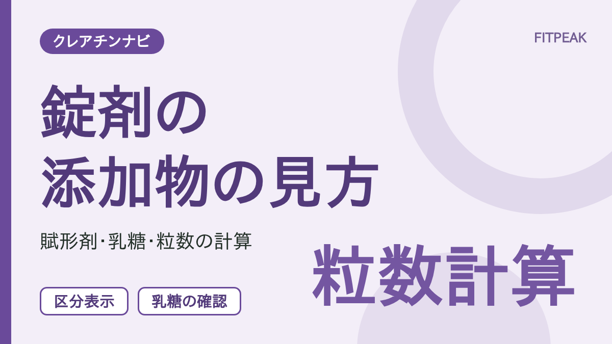 【賦形剤は原材料ではない】クレアチンの錠剤の添加物の見方。乳糖・簡略名・粒数の計算