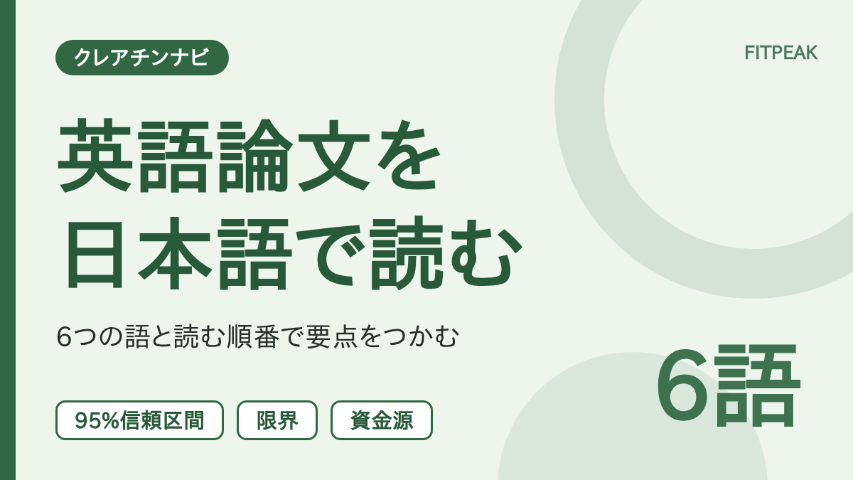 クレアチンの英語論文を日本語で読むコツを、6つの語と読む順番で示した図解
