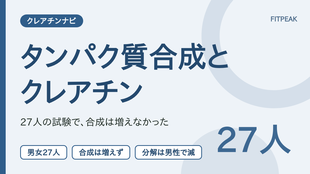 【合成は増えず】クレアチンでタンパク質合成は増える？27人の試験と総説で整理