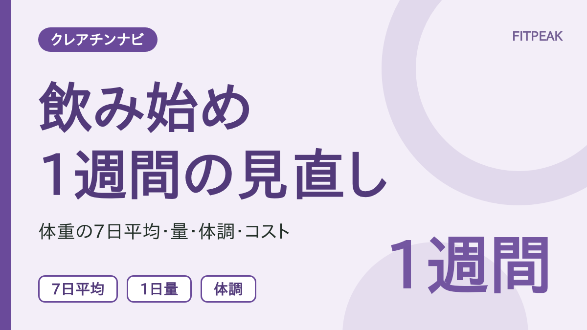 クレアチンを飲み始めて1週間で見直す、体重の7日平均・1日量・体調の3点を示した図解