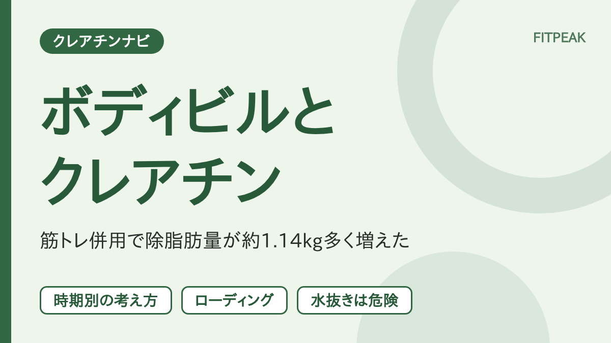【除脂肪量+1.14kg】ボディビルでクレアチンは役立つ？増量期・減量期・大会前の使い方