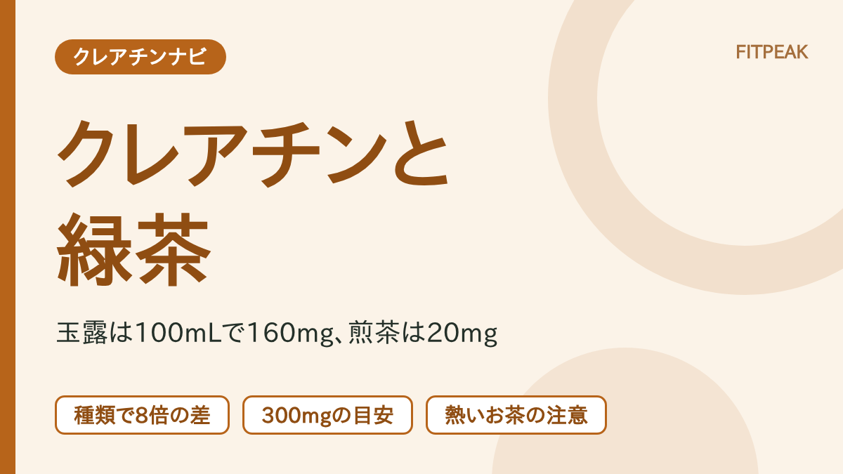 【玉露は100mLで160mg】クレアチンは緑茶と飲んでいい？お茶の種類で違うカフェイン