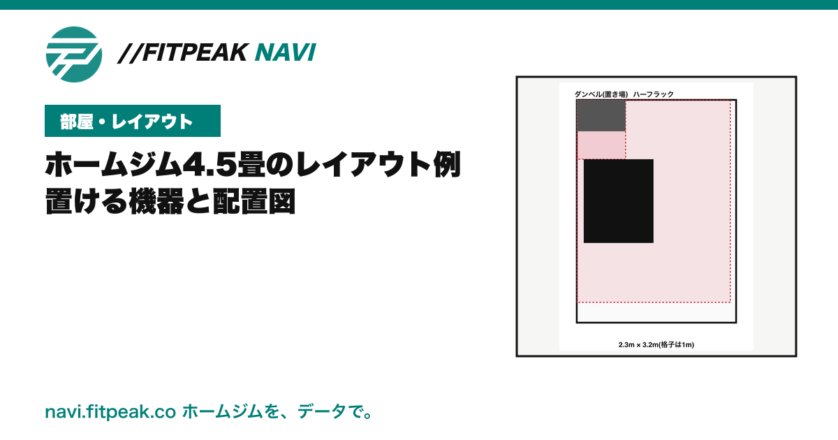 ホームジム4.5畳のレイアウト例|置ける機器と配置図