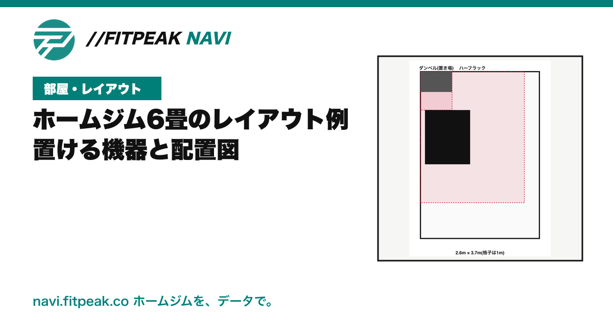 ホームジム6畳のレイアウト例|置ける機器と配置図