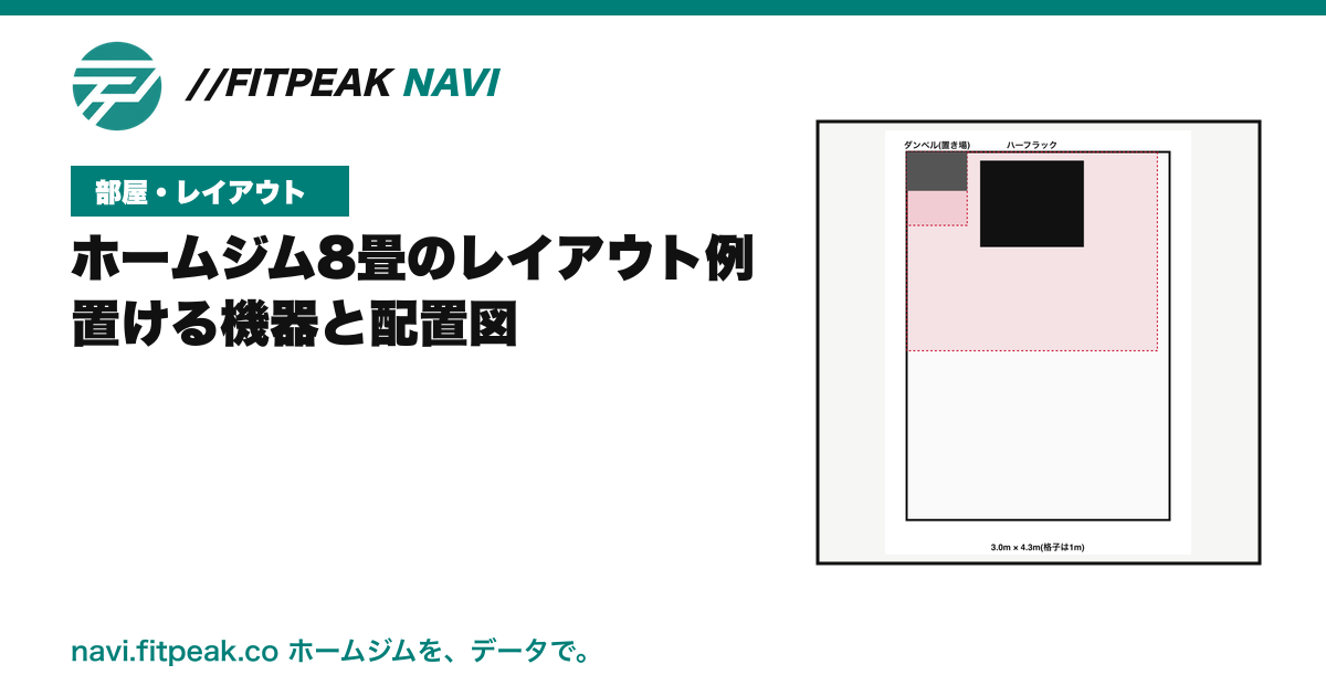 ホームジム8畳のレイアウト例|置ける機器と配置図