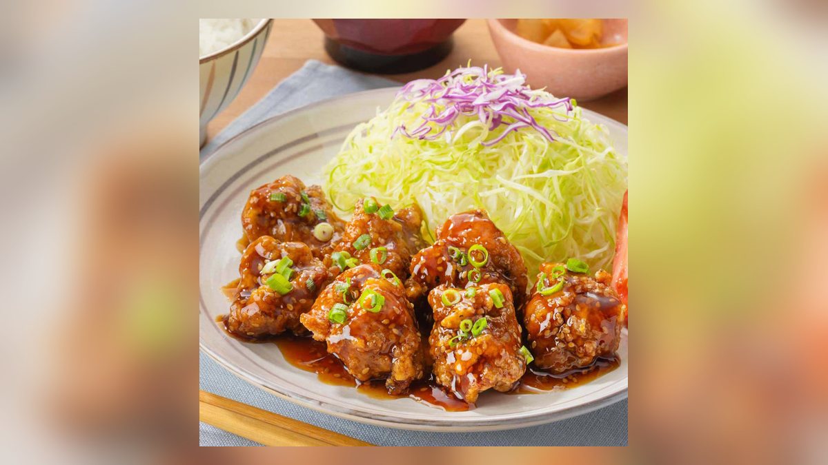 【大戸屋】甘からだれの鶏唐揚げ定食(白ご飯)はたんぱく質38.9g。18位