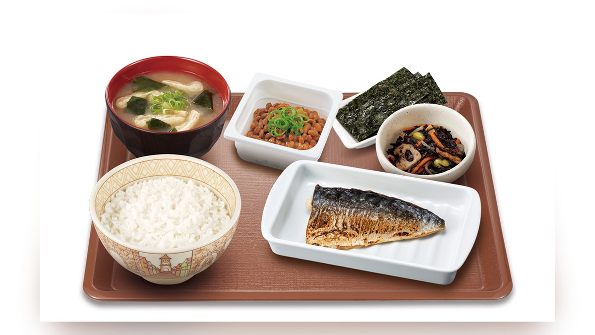 すき家の納豆塩さば朝食並盛の写真（公式サイトより）