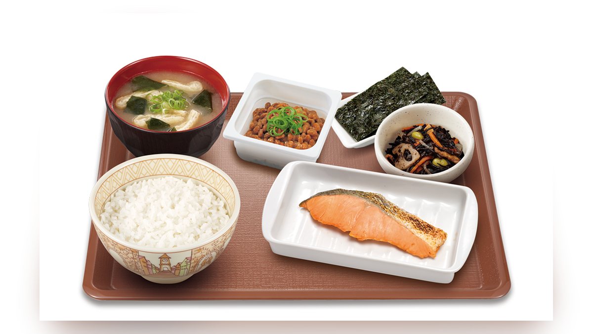 すき家の納豆焼鮭朝食並盛の写真（公式サイトより）