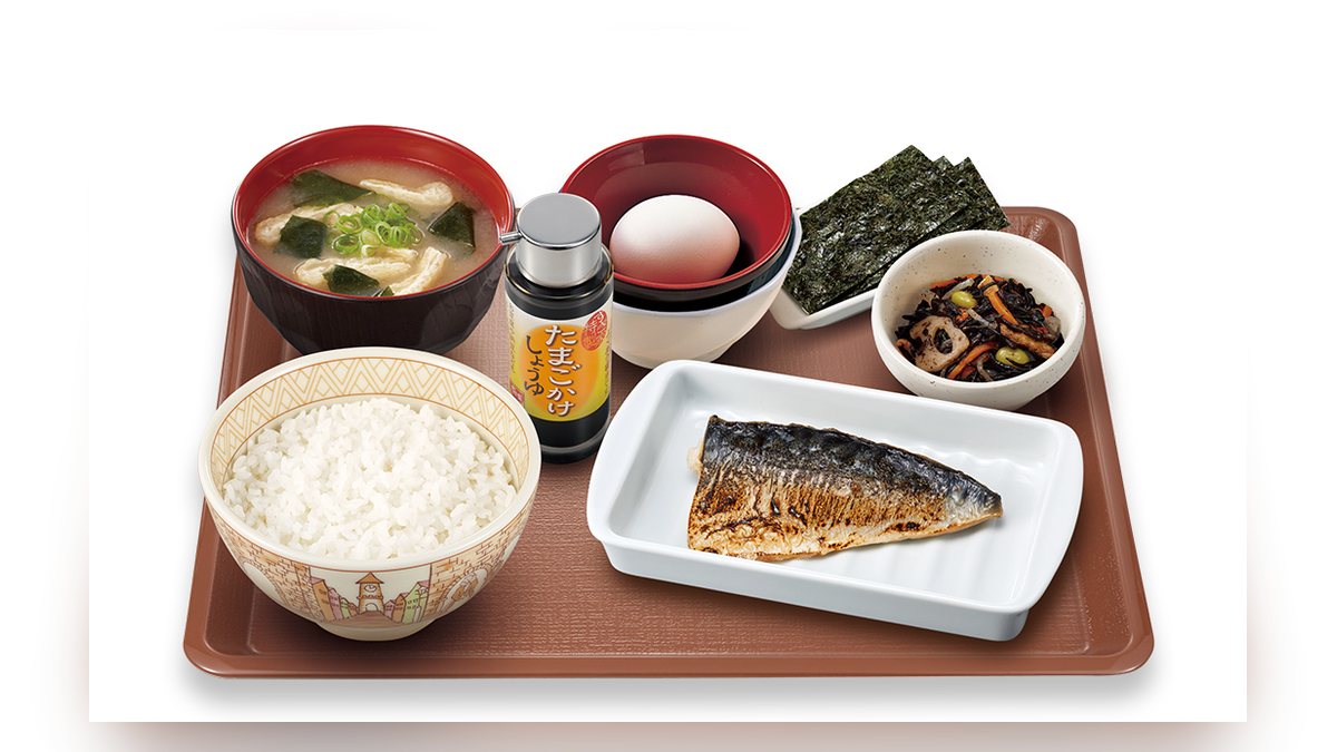 すき家の塩さばたまかけ朝食並盛の写真（公式サイトより）