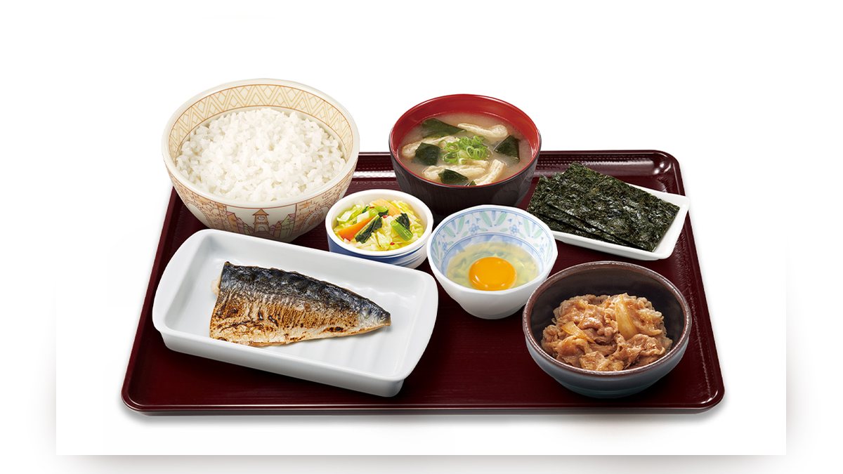 すき家の塩さば牛皿定食の写真（公式サイトより）
