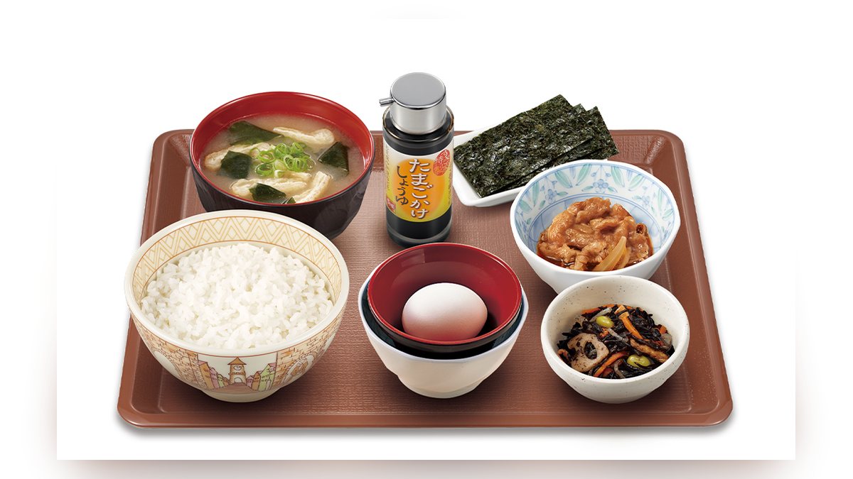 すき家の牛たまかけ朝食並盛の写真（公式サイトより）