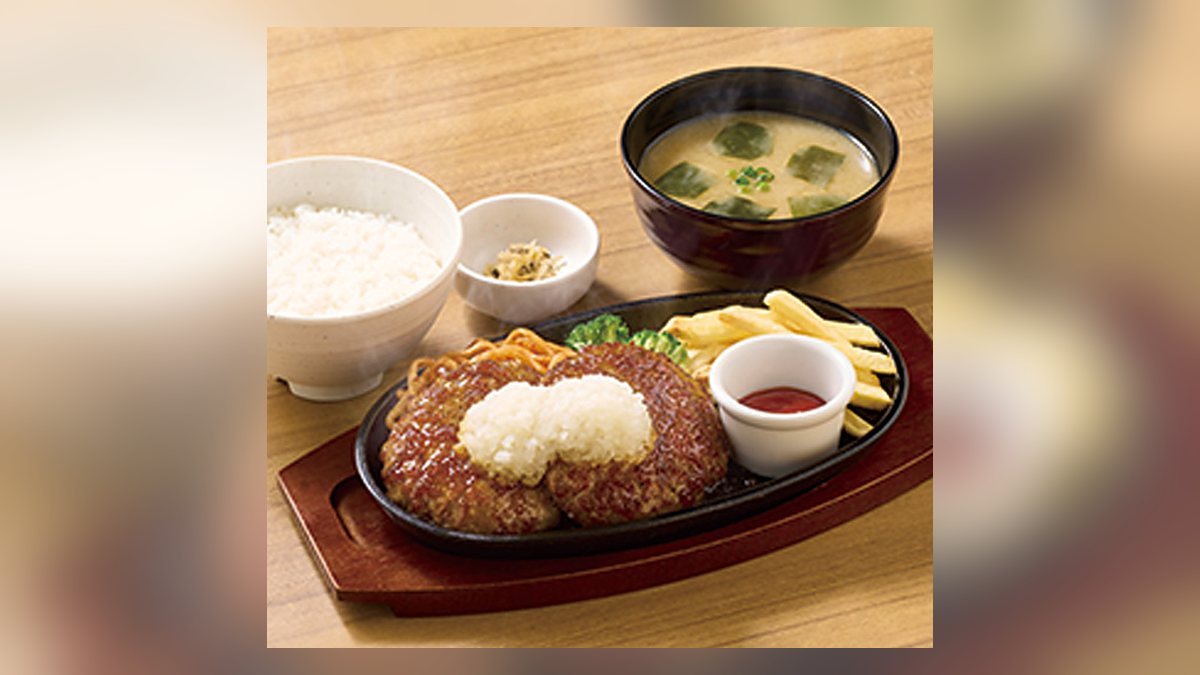 やよい軒のW和風おろしハンバーグ定食白米の写真（公式サイトより）