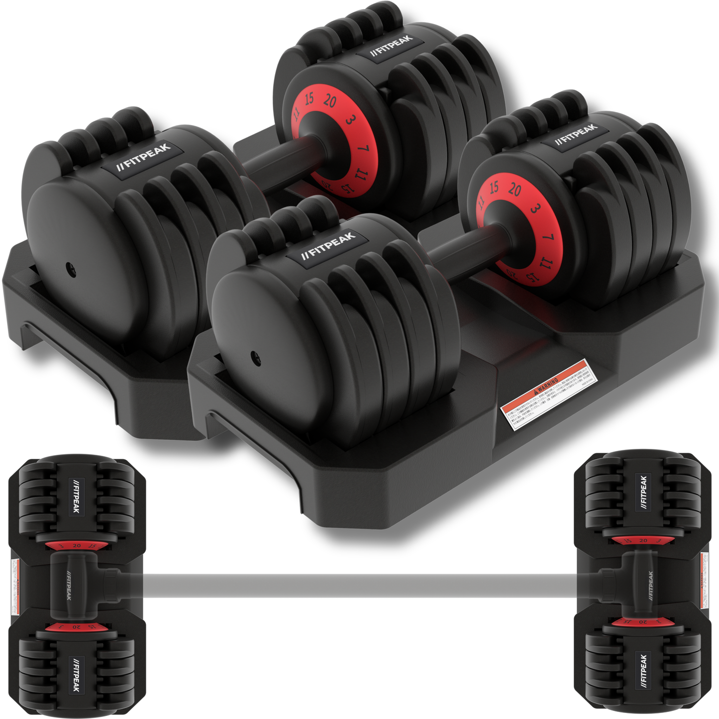 FITPEAK|可変式ダンベル20kg×ダンベルコンバーター FITPEAK|可変式ダンベル20kg×ダンベルコンバーター